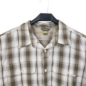 Eddie Bauer Plaid Multicolor Travex Short-Sleeve Shirt Size Large